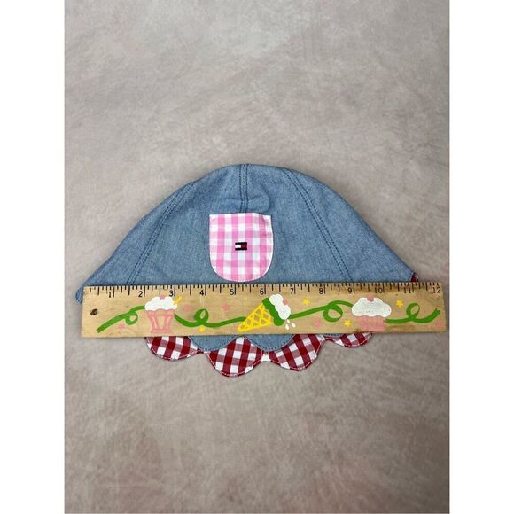 Vintage Tommy Hilfiger Reversible Infant Bucket Hat Plaid Gingham Denim - Picture 3 of 6